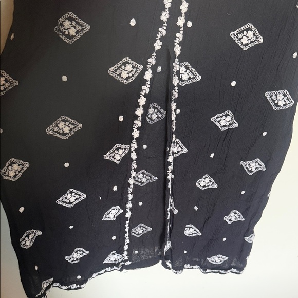 Free People M Black Maxi Dress with White Geometric & Floral Print - Picture 4 of 11